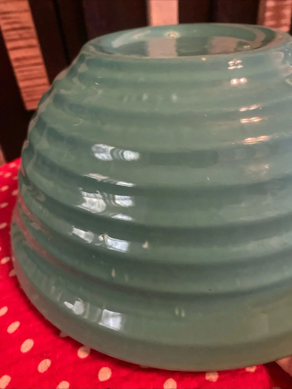 Vintage Bauer Pottery Ringware Mixing Bowl #12 Turquoise Jade Green Beehive